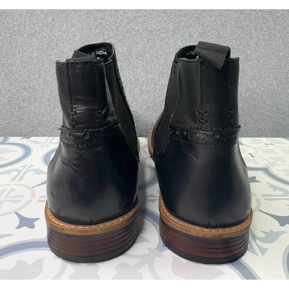 Silver Street‎ London Wing Tip Chelsea Boots Men's Size 10 Black Leather Slip On